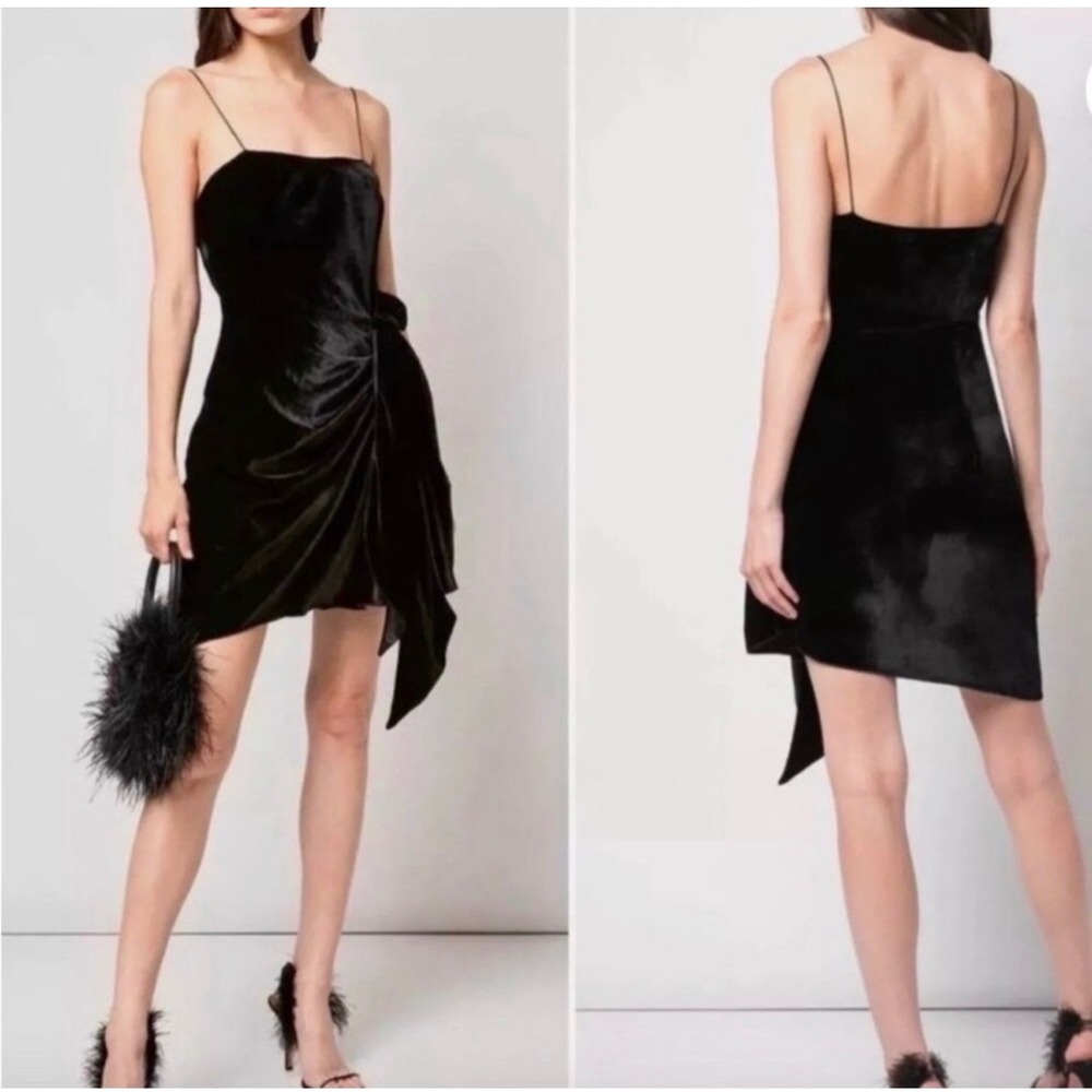 Cinq à Sept Dress Women 4 Black Velvet Silk Mini Cocktail Party Formal Evening